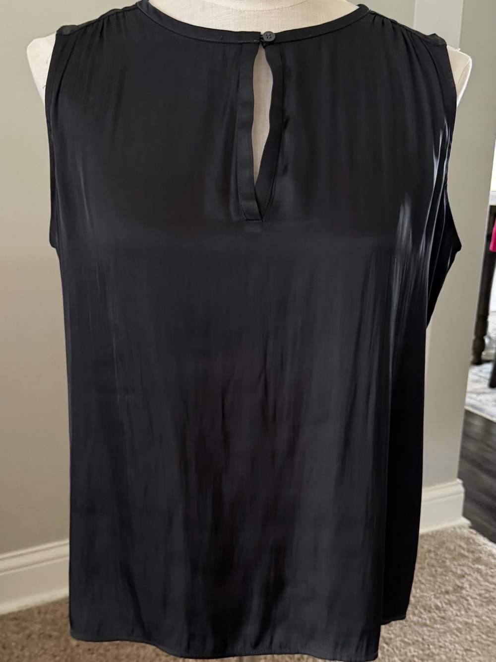 Loft Charcoal Sleeveless Keyhole Blouse